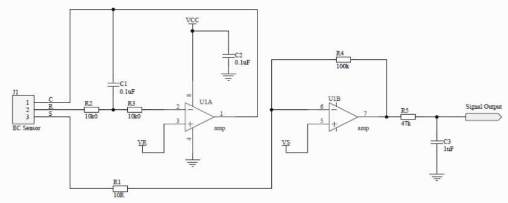 檢測儀電化學傳感器工作電路(圖1)